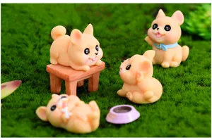 Set di statuette di cuccioli carini per micro paesaggio casa delle bambole decorazione auto