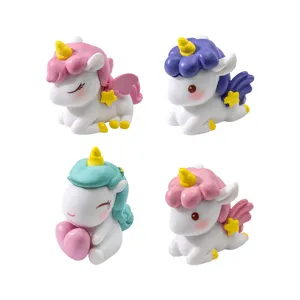 Star Unicorn Micro Landscape Plastic Ornament Cute Cartoon Animal Figurine For Desktop DIY Crystal Ball Cake Decoration
