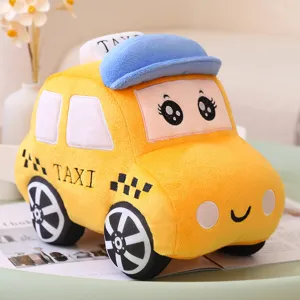 Cartoon Police Car Taxi Ambulance Plush Toy Stuffed Animal Soft Pillow Cute Vehicle Doll Kids Birthday Gift