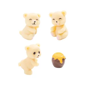 Simpatico Orso in Resina Micro Paesaggio Figura Miniatura Vasetto di Miele Palla di Neve Ornamento Arredamento