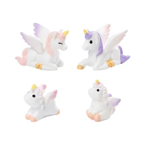 Micro Landscape Fairy Tale Unicorn Resin Figurine Cute Animal Cake Topper Desktop Ornament Home Decor Crafts