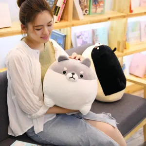Cute round Shiba Inu plush toy, soft stuffed dog pillow, perfect cuddling companion for kids.