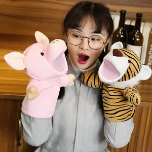 Cute Cartoon Animal Plush Hand Puppet Toy Tiger And Pig Interactive Soft Ragdoll Early Education Storytelling Prop