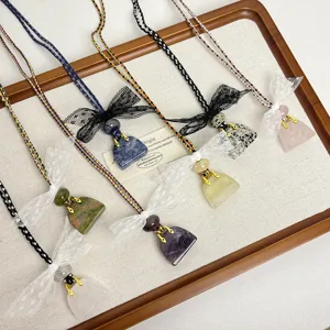 Chic lace bow handbag pendant necklace, niche design elegant clavicle chain for women.