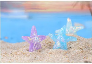 Ornements miniatures d'étoiles de mer en résine, décor scintillant pour bonsaï et aquarium.