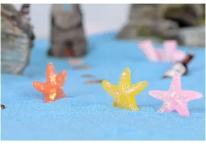 Miniatures d'étoiles de mer en résine pour aquarium, plantes succulentes et décoration de plage.