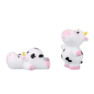 Cute Cartoon Cow Resin Figurines Miniature Milk Bottle Cattle Moss Micro Landscape Table Ornaments Garden Bonsai Decor Gift
