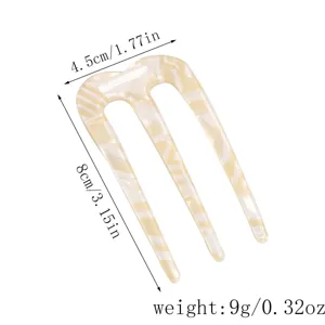Minimalistische 3-Zinken Acetat Haargabel elegante U-förmige Haarnadel für Hochsteckfrisuren.
