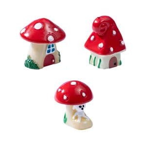 Mini Casa di Funghi in Resina Ornamento Micropaesaggio Carino Giardino Fatato Terrario Decorazione DIY Statuetta