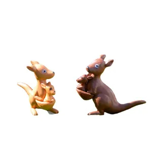 Conjunto de figuras de canguro en miniatura, lindas estatuas de animales de resina para jardín.