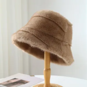 Close-up of cozy plush pleated bucket hat texture, elegant winter detail showcase style.