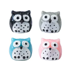 Mini Resin Owl Figurines Colorful Bird Miniature Statues For Moss Micro Landscape Fairy Garden DIY Accessories Home Decor