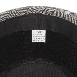 Detailed view of the hat interior showing size 58, cotton polyester blend label.