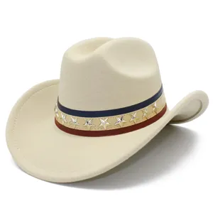 Western Cowboy Hat For Women Men US Independence Day Star Studded Knight Hat Patriotic Costume Party Fedora Hat