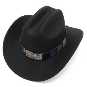 Cool lightweight American flag cowboy hat, retro fedora outdoor sun hat for men and women