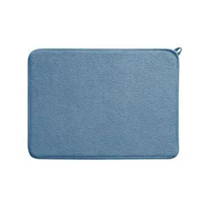 Mikrofaser Geschirrabtropfmatte, saugfähige Küchenmatte für Geschirr in Blau, Detailaufnahme.