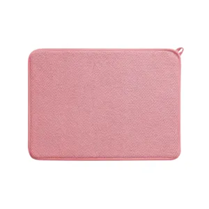 Rosa Mikrofaser Geschirrtrocknung Matte, saugfähige Küchenmatte mit Aufhänger für Tische.