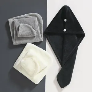 Women's thickened coral fleece quick drying hair wrap cap absorbent shower turban towel main