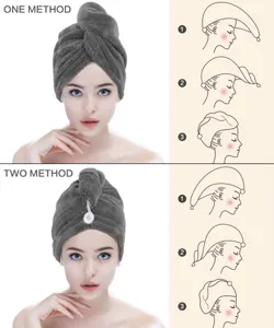 Detailed view showing two usage methods and step-by-step instructions for the grey hair drying cap.