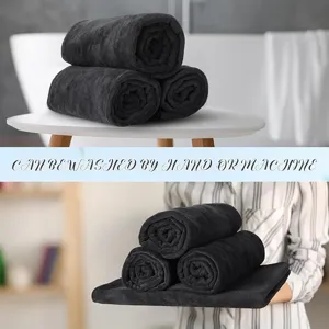 Set di asciugamani da bagno in microfibra nera, morbidi, assorbenti e ad asciugatura rapida per casa.