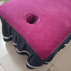 Microfiber massage bed cover with face hole beauty salon spa table sheet purple and blue 80x180cm