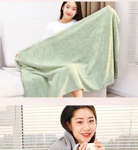 Thickened coral fleece bath towel, large size absorbent adult bath towel for home daily use.