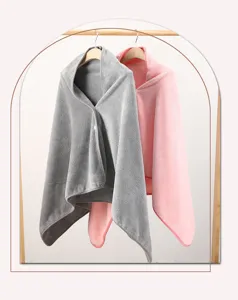 Wearable hooded bath towel soft absorbent adult cape bathrobe for swimming and home relaxing