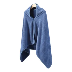 Adult hooded bath towel wearable soft absorbent cape for swimming and home bathroom daily use.