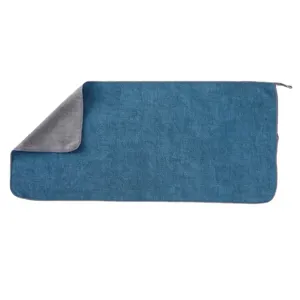 Thickened microfiber car cleaning towel with double-sided design and hanging loop for easy use.