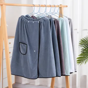 Mens wearable bath towel soft absorbent quick dry shower skirt home use comfortable bath wrap