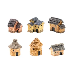 Maison en Résine Miniature Ornements de Micro-Paysage de Mousse Dessin Animé Style Zakka Bricolage Jardin de Fées Figurine