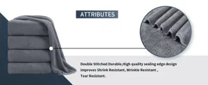 Grey coral fleece towel detail featuring double-stitched durable edges and soft fabric.
