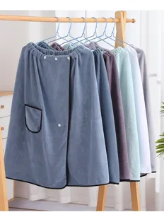 Wearable bath towel wrap for men and women, soft absorbent quick drying shower skirt spa robe.