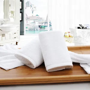 Pure cotton white hotel towel absorbent soft bath face towel for spa beauty salon use