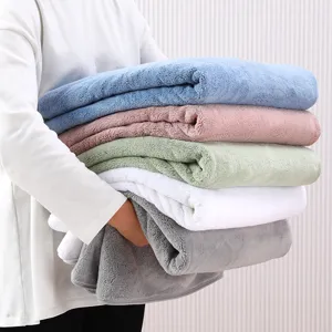 Solid Coral Fleece Blanket Large Bath Towel Soft Warm Absorbent Throw Blanket For Home Office