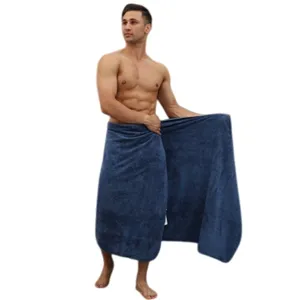 Thickened coral fleece wearable bath towel for men and women, super absorbent and soft gym towel.