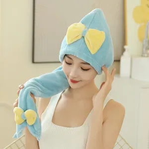 Cute Bowknot Swallowtail Dry Hair Cap Soft Absorbent Nano Velvet Hair Drying Towel Quick Dry Shower Head Wrap Bath Cap