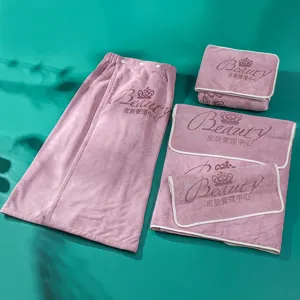 Microfiber Beauty Salon Towel Set Bath Skirt Bed Sheet Headband Spa Skin Management Soft Absorbent Solid Color