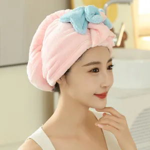 Microfiber bow hair drying towel soft absorbent bath cap cute hair wrap for women daily use