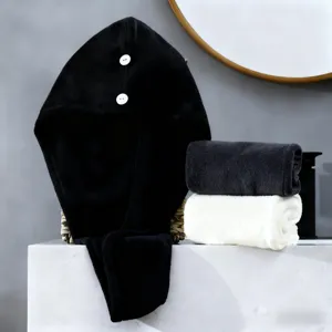 Women Quick Drying Coral Fleece Hair Towel Wrap Thickened Absorbent Dry Hair Cap For Bathroom Spa Salon