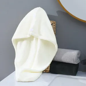 Women's thick coral fleece dry hair cap, super absorbent quick drying bath towel wrap.