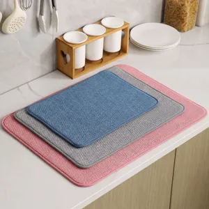 Mikrofaser Geschirrtrocknungsmatte für Küchenarbeitsplatte, saugfähige Tischmatte Set.