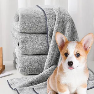 Coral Fleece Pet Towel Absorbent Quick Drying Bath Towel Soft Bathrobe Glove Style Grooming Supplies for Dogs and Cats