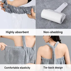 Serviette de bain portable en polaire corail pour femmes, jupe de bain absorbante avec bretelles.