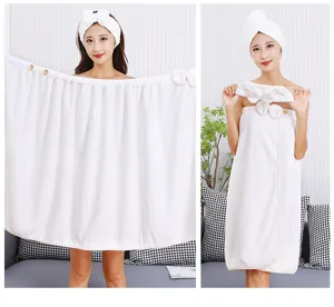 Serviette de bain corail polaire jupe de bain bonnet séchoir bandeau nœud ensemble femme
