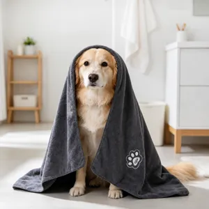 Mikrofaser Haustier Handtuch für Hunde und Katzen, saugfähig schnelltrocknend 50x100cm.