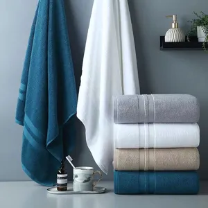 Pure cotton thick bath towel set, soft and highly absorbent large towels for home use.