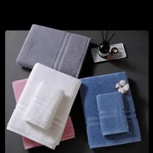 Premium pure cotton thick absorbent towel and bath towel set for cozy home and dormitory use.