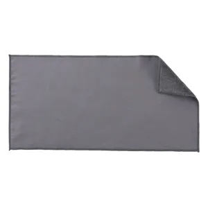 Grey coral fleece car cleaning towel, soft double-sided absorbent microfiber cloth for auto.