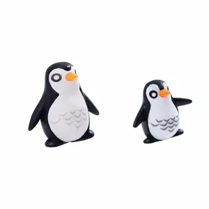 Synthetische Hars Pinguïn Vader En Zoon Beeldje Miniatuur Landschap Ornament Cartoon Dier Bureau Decor Ambacht